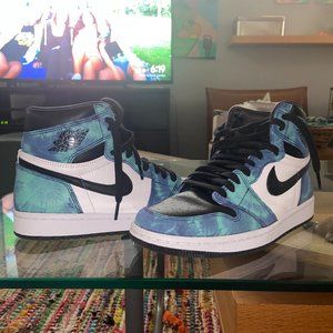 Air Jordan 1 Mid Rise Blue Tie Dye Womens 8.5